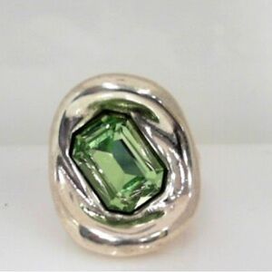 UNO de 50 Silver Ring with Green Gemstone